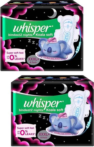 Whisper Bindazzz night Koala Soft XXXL+ 8+8 Counts Sanitary Pad