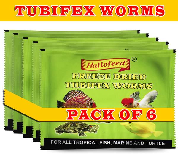 Hallofeed Tubifex worms fish food,60gm (Pack OF 6) 0.6 kg (6x0.1 kg