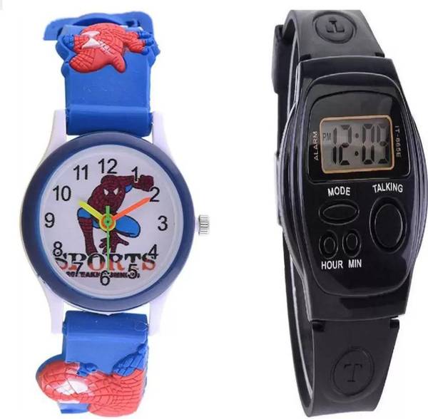 Actn A1C ATTRACTIVE BLACK SPANISH TALKING VOICE DIGITAL BLUE ANALOG WATCH BOYS&GIRLS NEW GENERATION WATCH COMBO Analog-Digital Watch - For Boys & Girl...