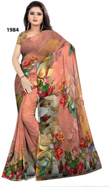 p d silk mills Floral Print Bollywood Georgette Saree