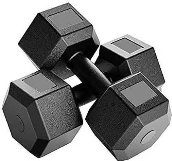 ROXX 5KG PVC Dumbbells Hexagon design Weights Fitness Home Gym Exercise (Pack of 2) Fixed Weight Dumbbell