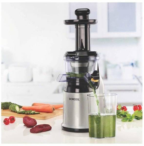 BOROSIL Health Pro Slow juicer 200-Watts WB13 200 Juicer (1 Jar, Black, Silver)