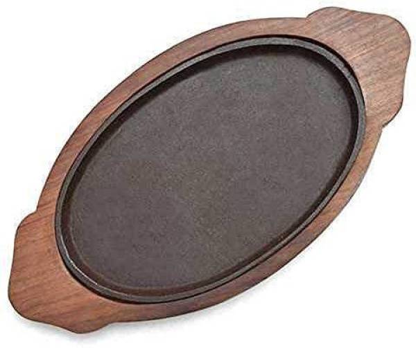 STUFFCOLLECTION Wooden Sizzler Plate with Oval Base/sizzler Plate with Wooden Stand/sizzler Dish Sizzler Tray