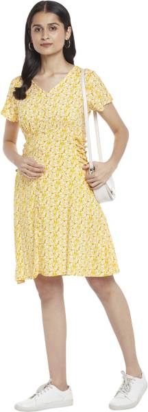 PEOPLE Women A-line Yellow Dress