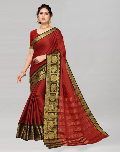 Siril Self Design, Woven, Embellished Banarasi Pure Silk, Cotton Silk Saree