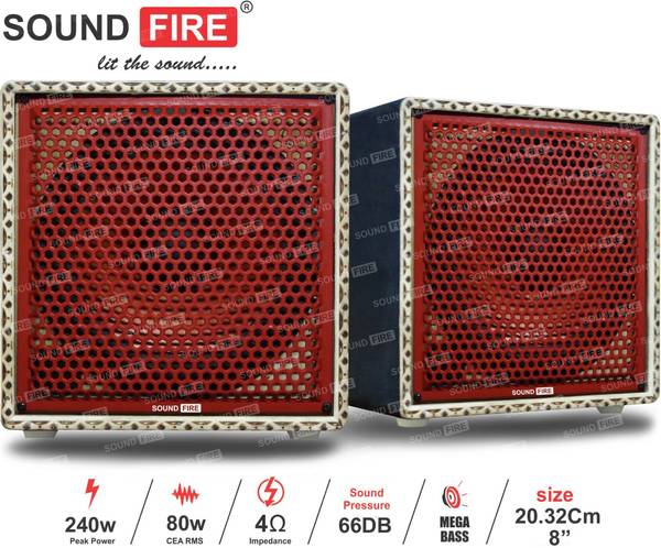 SOUND FIRE SFX8 8'Inch 240W MAX Woofer with Wooden column Red (pack of 2) Coaxial Car Speaker