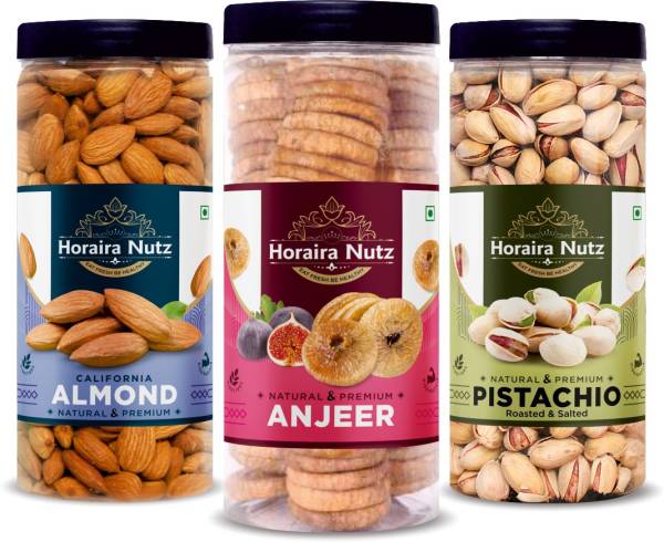 Horaira Nutz Premium Dry fruits Combo Pack 750gm( Badam 250g , Anjeer 250g , Pista 250g ) Almonds, Figs, Pistachios