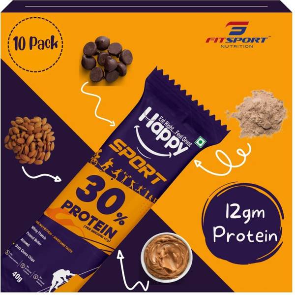 FITSPORT Happy Sport Protein Bar With 12 Gram Protein Best For Pre\Post Workout 40 gram Protein Bars