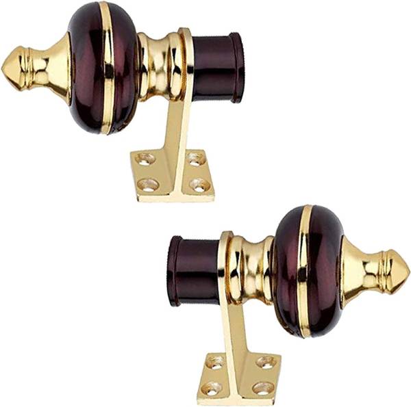 Crezx Maroon, Gold Rod Rail Bracket, Curtain Knobs, Curtain Hooks, Tassels, Curtain Hooks Metal