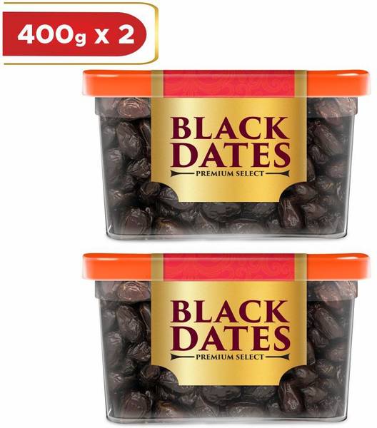 Manna Black Dates - 800g (400g x 2 Packs) | Select Premium Organic Handpicked Dates | Khajoor | Khajur | Soft Dried Healthy Snack | Soft &amp; Juicy texture | Zero Added Sugar &amp; Preservatives | Rich in Iron, Fibre &amp; Vitamins Dry Dates Dry Dates  (2 x 400 g)