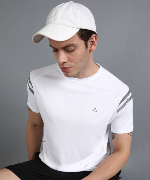 Adrenex Solid Men Round Neck White T-Shirt