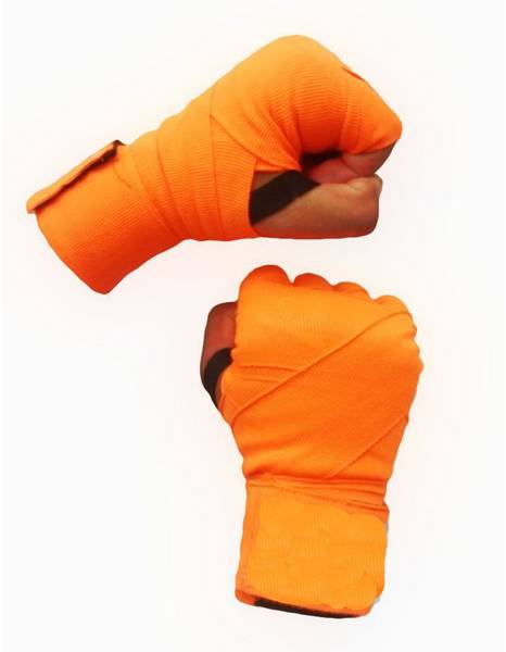 GymWar Boxing Cotton Elastic Hand and Wrist Support Hand Wraps Orange Boxing Hand Wrap