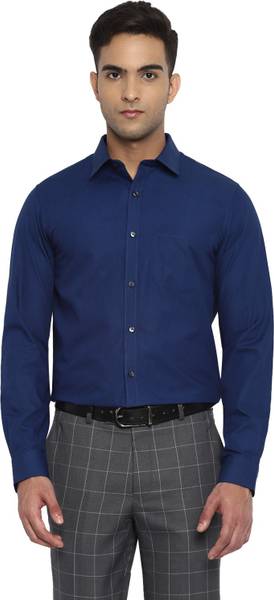 TURTLE Men Solid Formal Dark Blue Shirt