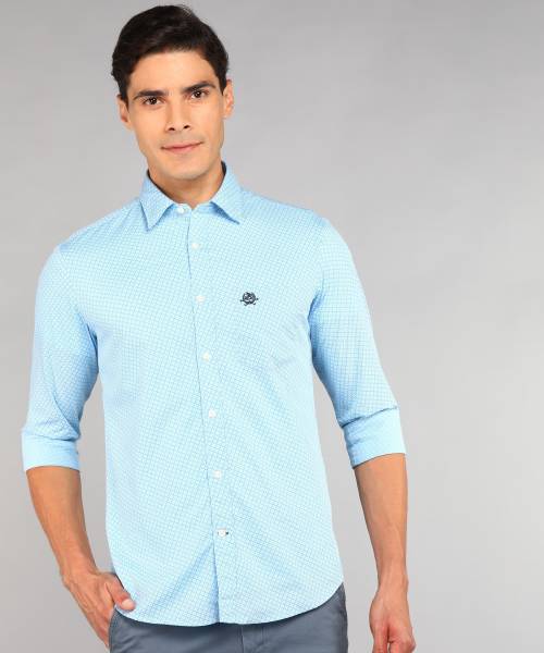 U.S. POLO ASSN. Men Printed Casual Blue Shirt