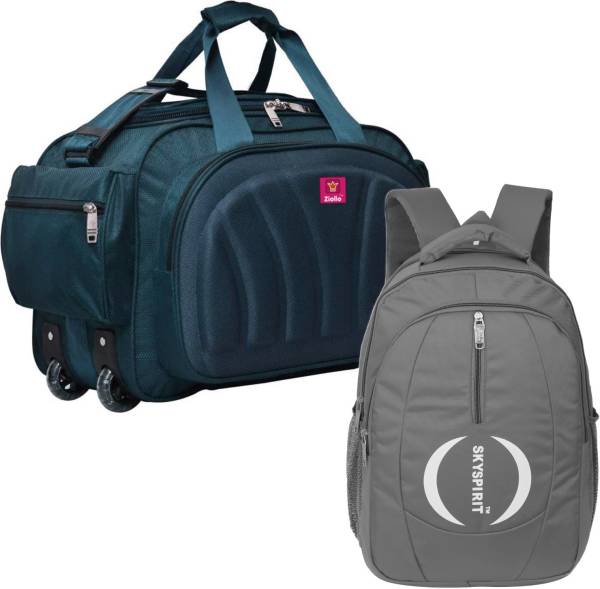 SkySprit (Expandable) large 35L Duffle with Backpack For Travel College school,Office, Etc Combo offer Duffel With Wheels (Strolley)