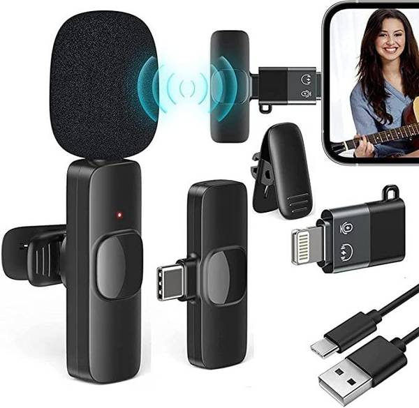 Goodsmaze K8 MIC Wireless PLUG AND PLAY Mic with USB Type-C & Lightning Connector Microphone