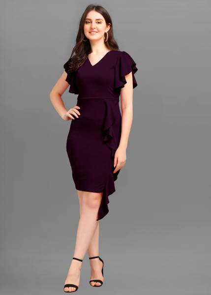 ROYAL TAYLOR Women Bodycon Purple Dress