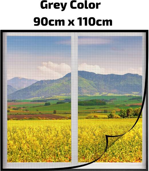 WNE Jaliwale Fibre Adults Washable 120 GSM Fiberglass Pre-Stitched Window Mosquito Net-Grey (Size - 90cm x 110cm) Mosquito Net