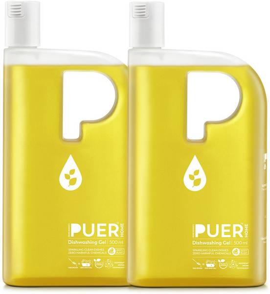 Brand Nourish's Puer Dishwashing Gel, Zesty Blast 1+1 (500 Each) Dish Cleaning Gel