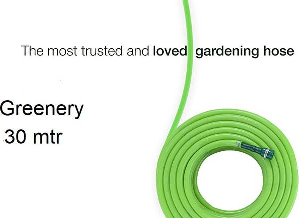 Greenery O20 30MTR PREMIUM HOSE GREEN 1/2" INCH WITH TAP CONNECTOR & BUTTERFLY CLIPS Hose Pipe