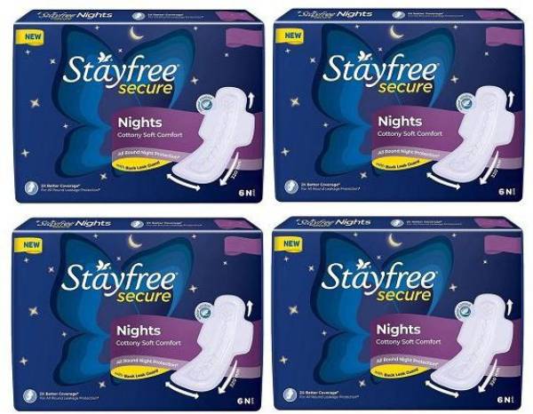 STAYFREE Nights Cottony Soft Comfort - 6N Sanitary Pad( 6+6+6+6 Pack) Sanitary Pad