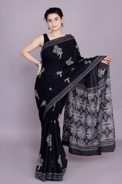 RP CREATION Blocked Printed Daily Wear Pure Cotton Saree