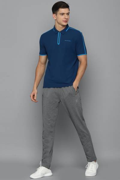 Louis Philippe Men Blue Solid Polo Neck T-shirt: Buy Louis