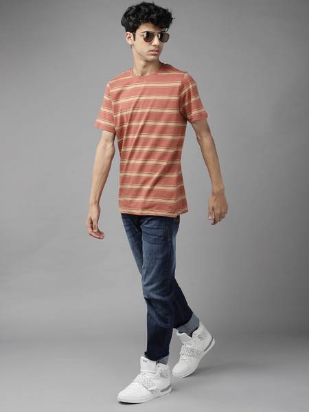 UTH by Roadster Boys Striped Pure Cotton Regular T Shirt