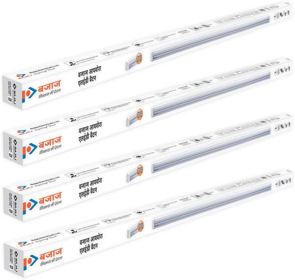 BAJAJ 20 Watt LED Batten with Glare Free Lighting (Pack of 4, White) Straight Linear LED Tube Light