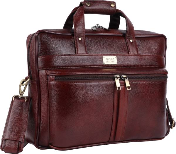 india leather Original Bombay Brown Leather 15.6 inch Laptop Messenger Bag Large Briefcase - For Men & Women