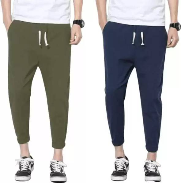 shopfast Solid Men Blue, Green Track Pants