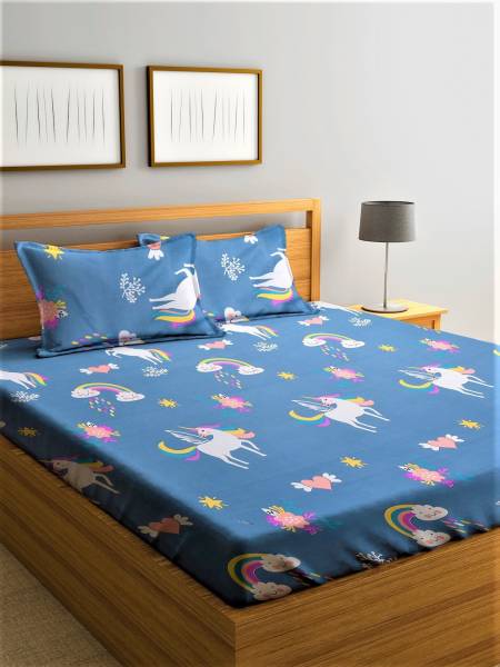 Home Sizzler 144 TC Microfiber Double Cartoon Flat Bedsheet