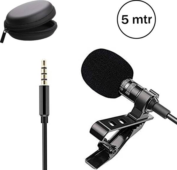 WRADER Professional Collar Mic 5 Meter Long Cable with Pouch for ASMR Recording Youtube Microphone