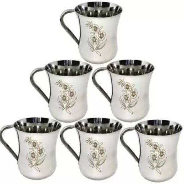 Akira Pack of 6 Stainless Steel SS (Steel, Cup Set) Stainless Steel Coffee Mug