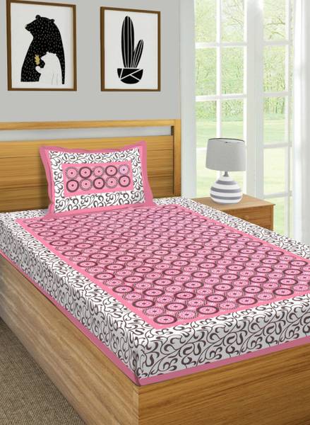 Sugun Cotton Single Flat 104 TC Floral Bedsheet
