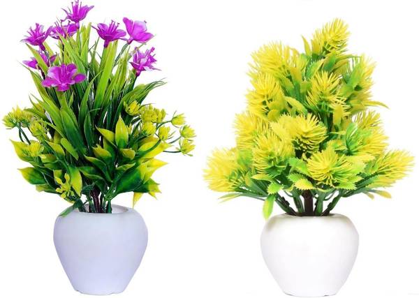 mogal Artificial Plant For Home/Office Table Decoration( Pack of 2, 8inch) Wild Artificial Plant with Pot