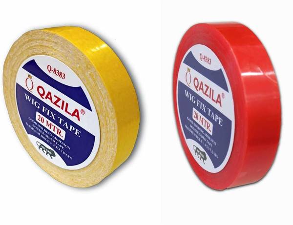 Qazila Tape For Hair Patch & Wigs Red-Yellow Combo Double-sided Tape (Manual)