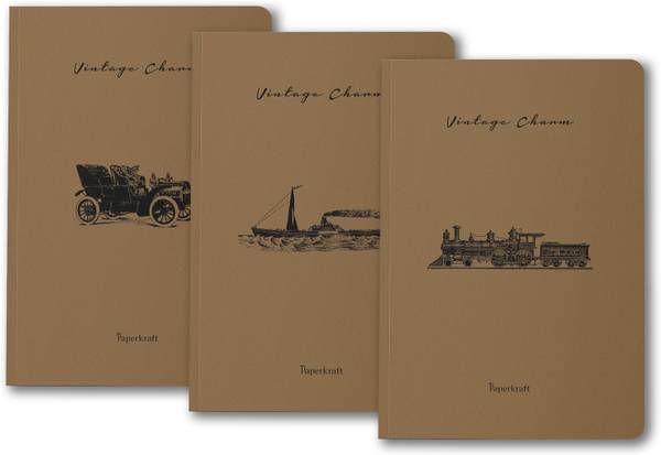 Paperkraft Vintage Series - Brown Kraft with Automative theme A5 Diary Unruled 176 Pages