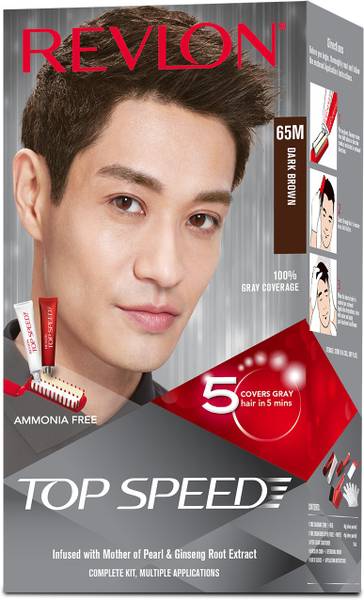 Revlon Top Speed Hair Color Man , Dark Brown 65M