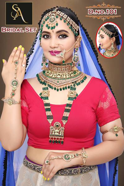 SATYAM ART Alloy Gold-plated Green Jewellery Set