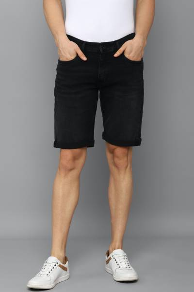 LOUIS PHILIPPE Solid Men Black Denim Shorts