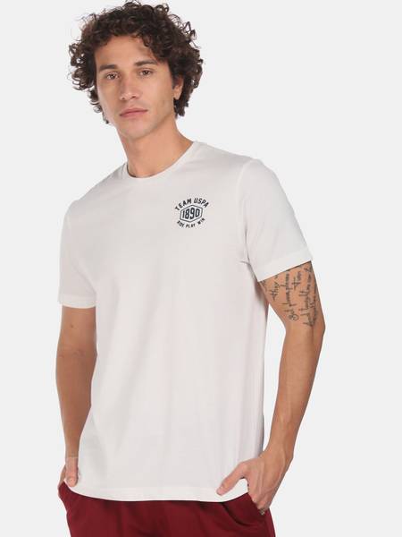 U.S. POLO ASSN. Solid Men Round Neck White T-Shirt