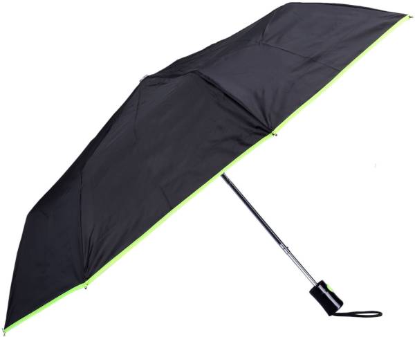 The CLOWNFISH 3 Fold 190 T Polyester Umbrellas (Coloured Piping-Fluoroscent Green) Umbrella