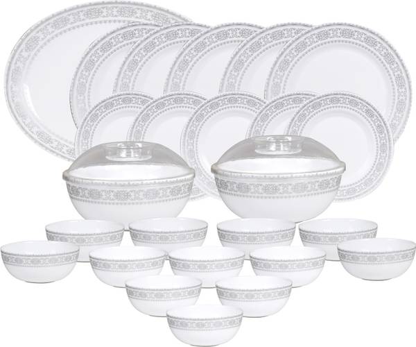 cello Pack of 29 Opalware Ariana Greek Silver 29 Pcs Dinner Set