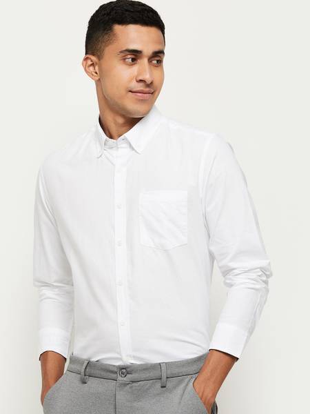 MAX Men Solid Formal White Shirt