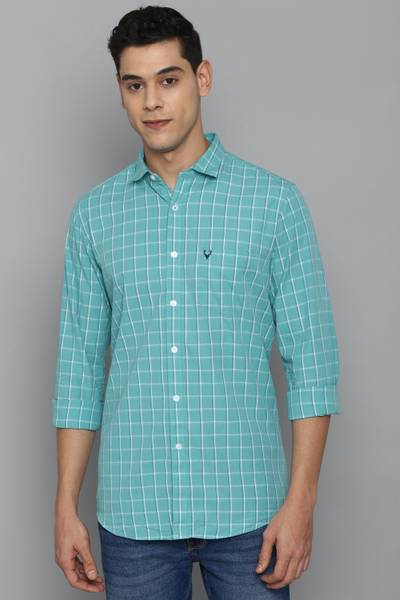 Allen Solly Men Checkered Casual Blue Shirt
