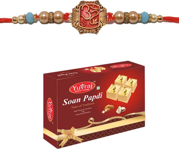 Yuvraj Food Product Om Desingner rakhi for Bhaiya with sweets Patisa 200 gm pack Nylon Gift Box