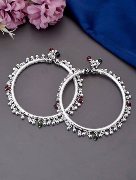 Qyuri  Oxidised Silver Plated Multi Color Graceful Women Anklets Payal for women Alloy Anklet