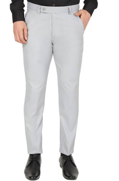 The DS Slim Fit Men Grey Trousers