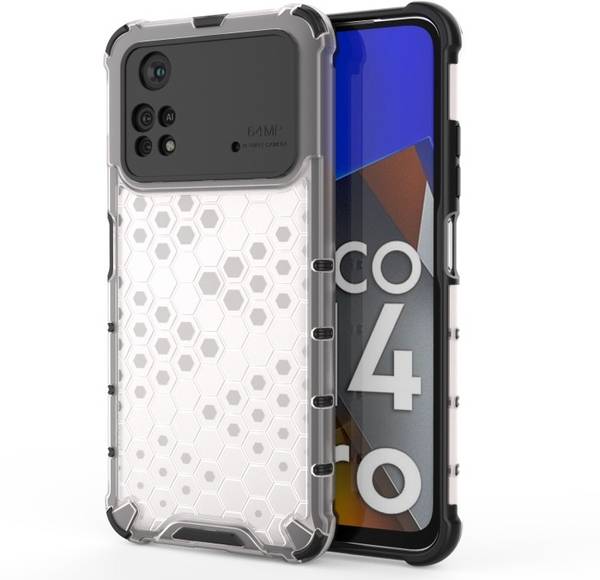 Accessories Kart Back Cover for Poco M4 pro 4G Edge to Edge Boom Transparent Honeycomb case